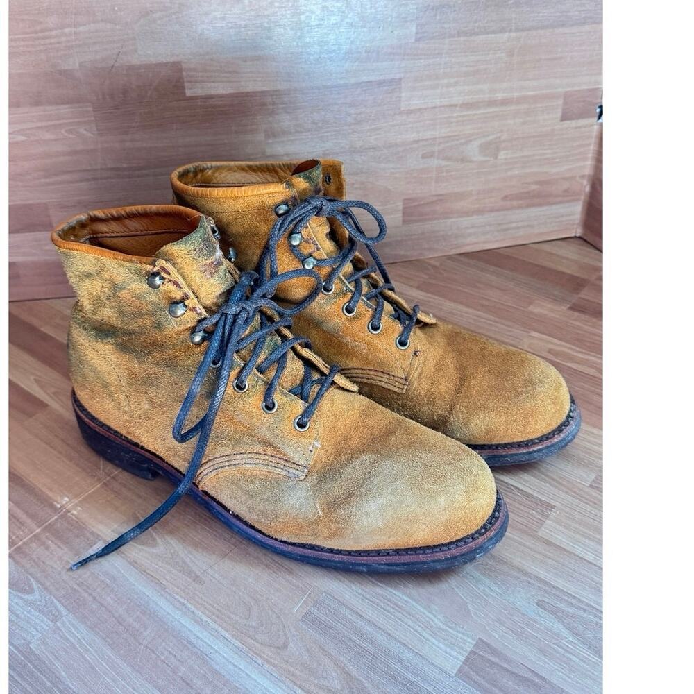 Original Chippewa Heritage 6" Service Boots Tan Roughout Suede Men's 10.5